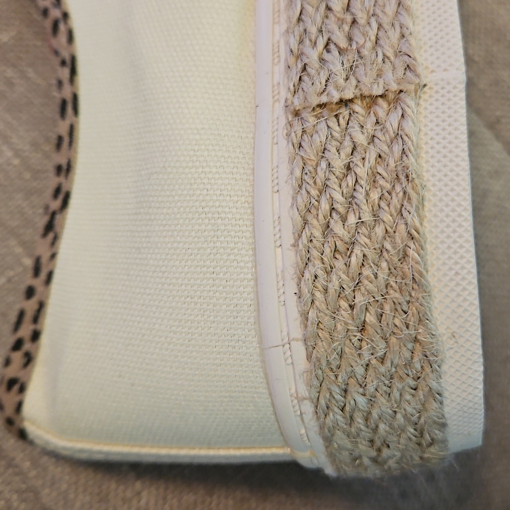 Michelle McDowell Cream Leopard Trim Braided Jute Womens Sneakers Sz 10 - Picture 9 of 11